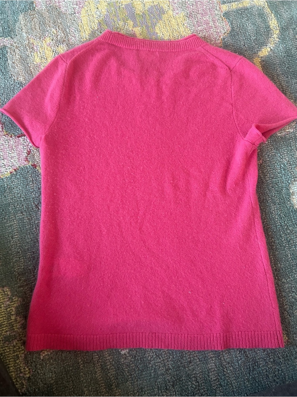 J. Crew Short Sleeve Cashmere Crewneck Sweater - Hot Pink - Picture 5 of 8